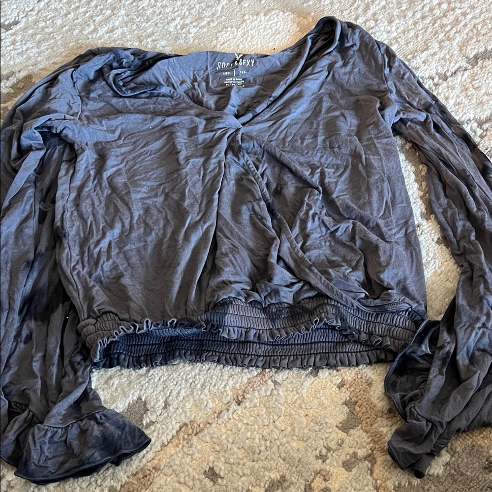 American Eagle Outfitters Navy Long Sleeve Blouse